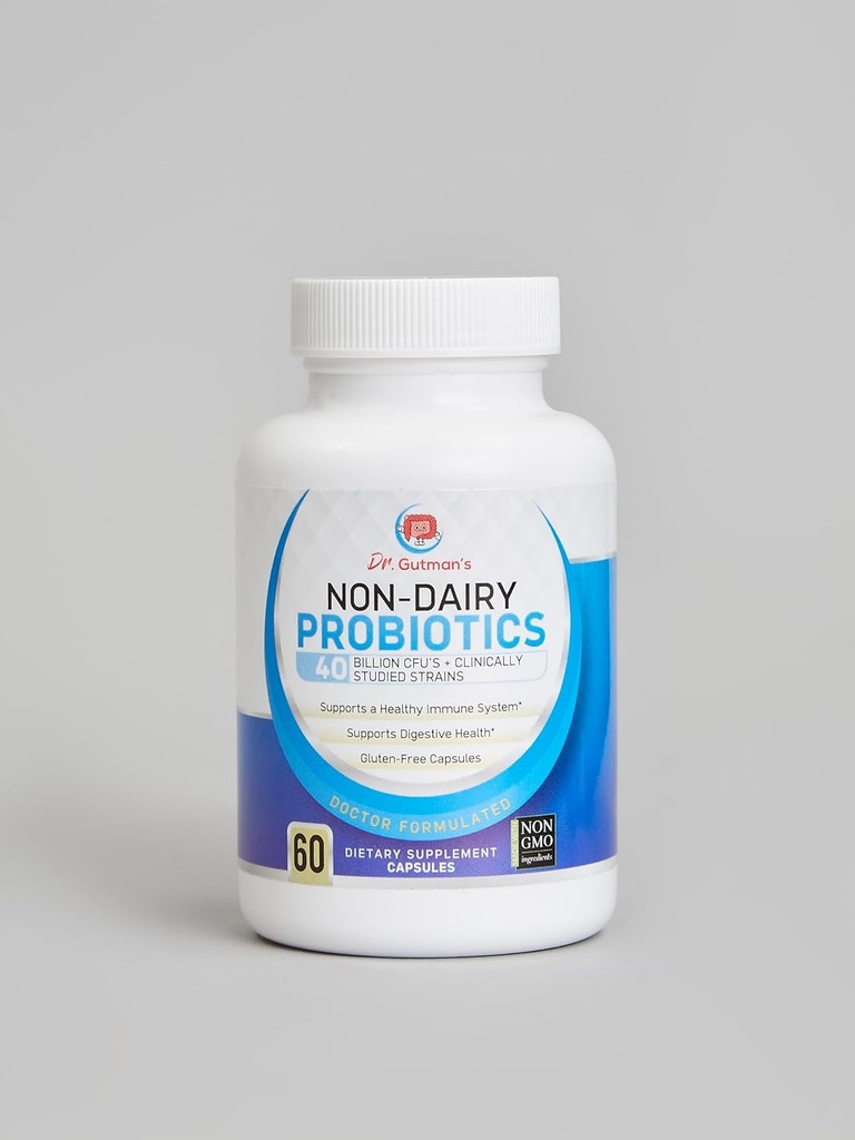 Dr. Gutman's® Non-Dairy Best Probiyotiks for Women and Men, Non-GMO, All- Natural Probiyotiks with 40 Milyar CFU Digestive Health and Immune System Support, 60 Gluten-Free, Veggie Capsules