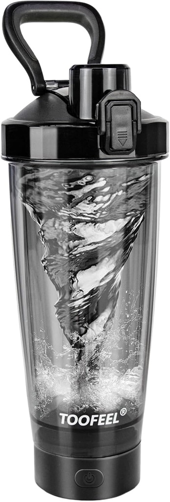 TOOFEEL Elektrikli Protein Shaker Şişe - Protein Shakes için 20 oz USB Jeneratör Shaker Cups, Protein Mixes için Self Stirring Shaker Şişe, Faraday Free Workout Gym Shaker Şişe
