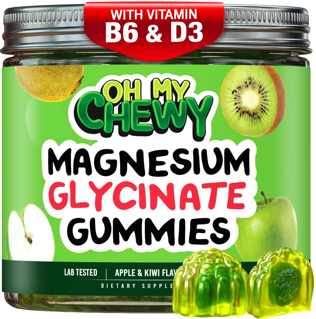 Center-Filled Magnezyum Glycinate Gummies 400MG - Çocuklar için Yüksek Aborpsiyon, Gençler ve Yetişkinler - Uyku için Tamam, Calm & Muscle Relaxation with B6 & D3 - Gluten Free & Vegan Friendly - 60 Count