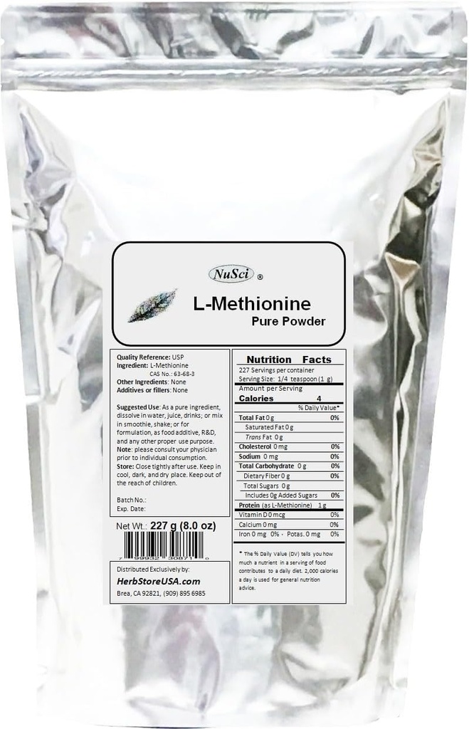 L-Μεθειονίνη Κόνις καθαρή (227 Grams (8.0 oz))