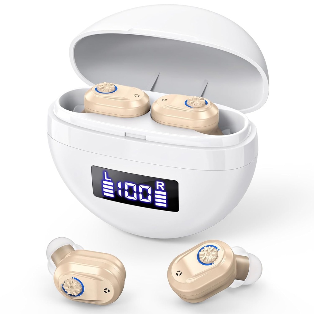 Isıtmalı işitme Yardımları Yaşlılar Gürültü İptal, Dijital işitme Yetişkinler için Amplifier, Kulak İşitme Yardımında OTC Invisible In Ear İşitme Yardımı,Hearing Kayıp Yardımcı Cihazlar, LED Power Ekran Şarj durumu