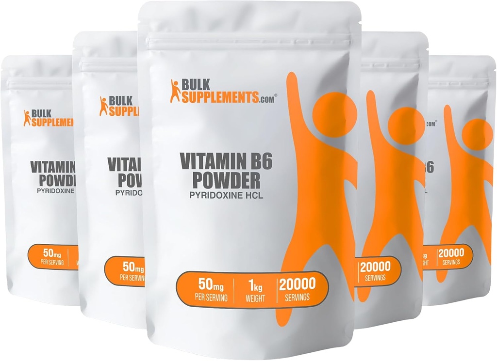 BulkSupplements.com Pyridxine HCl Toz - B6 Tamam, B6 50 mg - Immune Support için, Gluten Free, 50 mg of Pyridoksie B6, 5 kg (11 lbs) (Pazarlama için 5kg (11 lbs) (Pazarlama için 5kg (11 lbs) (Pazarlama için B6 50mg)