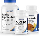 Nutricost Alpha Lipoic Acid 600 mg, 240 Caps & CoQ10 100 mg, 120 Caps & Turmeric 500 mg, 120 Caps & Turmeric 500 mg, BioPerine ile 120 Caps