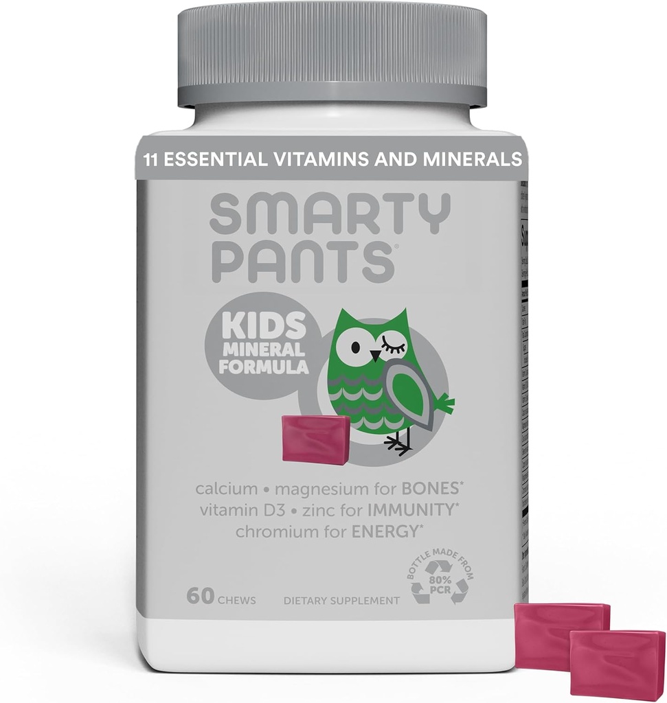 SmartyPants Kids Chews: D3 Vitamin C, K2, çinko & Selenium for Immune Support, 60 (30 Kont Supply)
