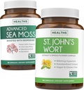 Sea Moss & St. John's Wort (2-Month Supply) Mood Moss Blend - Organik İrlandalı Deniz Moss - Raw Vegan Supplement (180 Caps) & St John's Wort Güçlü 900mcg Hypericin Vegan Non-GMO (180 Capsules)