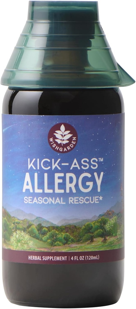 WishGarden Herbs Kick-Ass Anti Allergy - Plant-Based Non-Drowsy Herbal Alerji Supplement with Nettle Leaf, Echinacea, & Yerba Santa, Supports Health Histamine Response to Season Irritants, 4oz