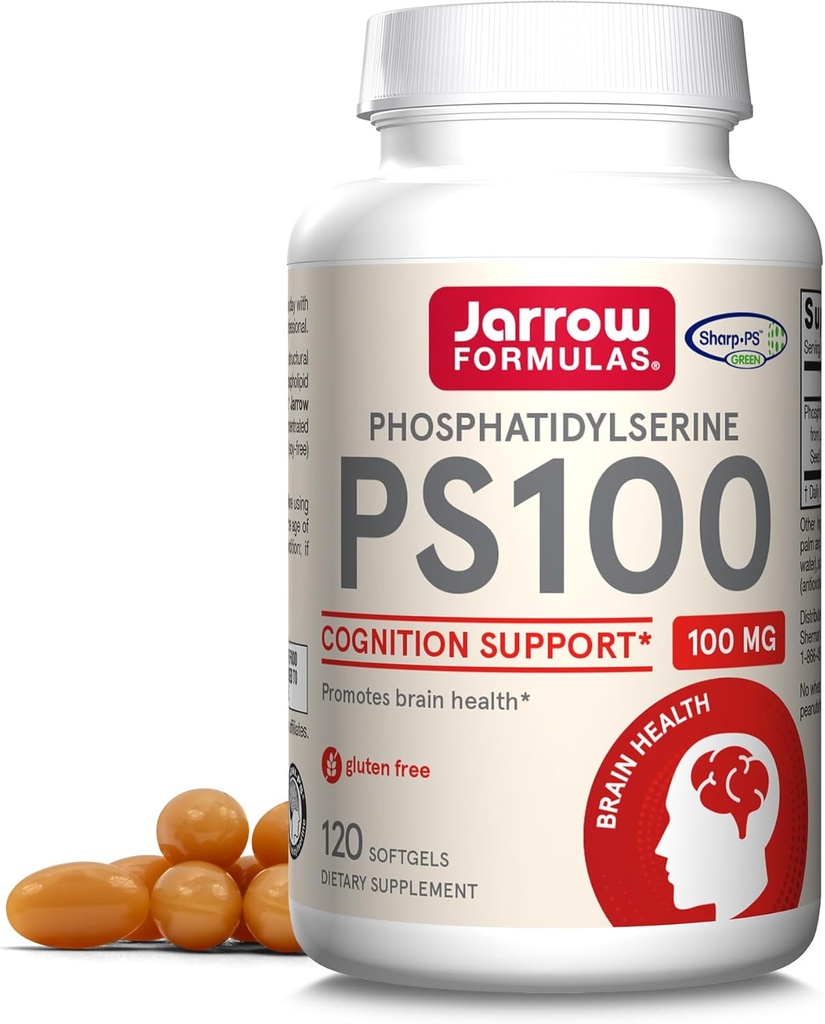 Jarrow Formulas PS100 Phosphatidylserine 100 mg, Brain Health ve Cognition Support için Diyet Supplement, 120 Softgels, 40-120 Day Supply