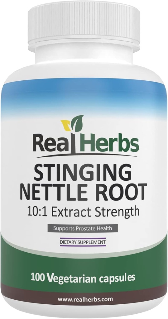 Real Herbs Sting Nettle Root Extract 7500 mg (750 mg of 10:1 Extract) – Vegetarian Friendly, Non-GMO, Gluten-Free – Supports Prostate & Urinary Health – 100 Capsules