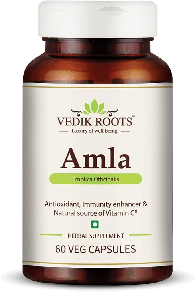 Amla Capsules 100% Organik Immunity Advancedr Natural Source of Vitamic C Herbal Supplements (60 Capsules) (Pack of 1)