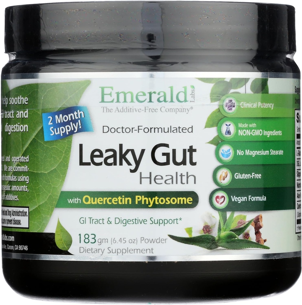 Emerald Labs Leaky Gut Health - Συμπλήρωμα υποστήριξης Digestive με DGL Licorice, Aloe Vera Extract & More - Υποστηρίζει Colon & Gut Health - 6.45 oz (Μέχρι 60-Day Supply)