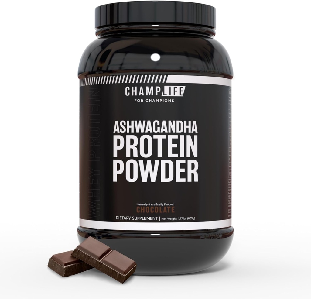Ashwagandha Protein Tozu - 24g Chocolate protein Toz - Ashwagandha Tozu ile Whey Protein Tozu - Eklenmedi Şeker & Gluten Ücretsiz - 25 Servisler