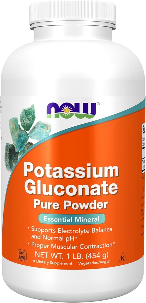 NOW Foods Supplements, Potassium Gluconate Pure Powder 175 mg, Essential Mineral*, 1-Pound