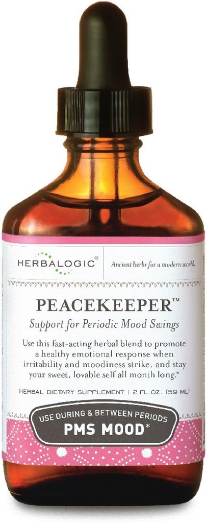 Herbalogic - Peacekeer Liquid Herb Drops - Reduces PMS Related Mood Swings - Based on The Traditional Chinese Formula Xiao Yao San with Added Herbs for Mood Support - Περιέχει Turmeric - 2 Fl. Oz.