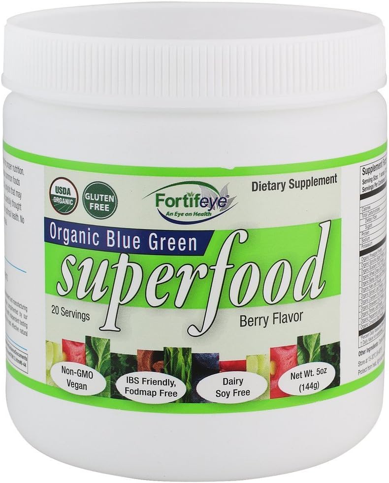 Fortifeye Organik Yeşil Superfood Toz Supplement Berry Flavor 140g, 20 Konteynere - Raw, Vegan, Paleo, Gluten Free, Vitaminler Süper Yeşiller Yetişkinler için Toz, Gençler ve Yaşlılar