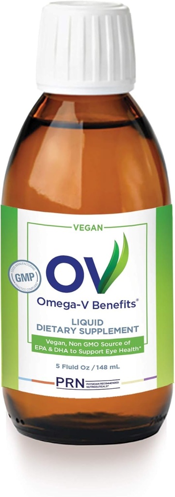 Omega-V Sıvı Omega 3 Supplement - 5 oz, 30 günlük Supply - Eye Health için 1000 mg EPA & DHA ile Vegan Supplement
