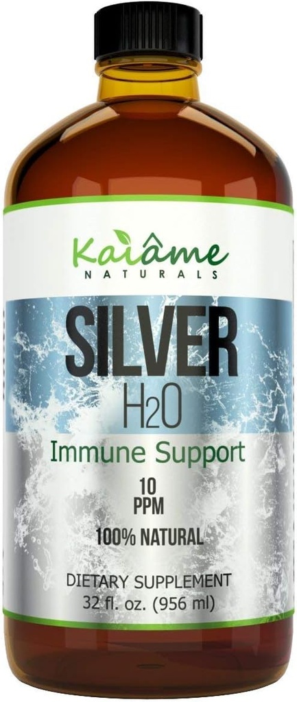 Kaiame Naturals Colloidal Silver, Ionic Silver Çözüm, 10 PPM, Büyük 32 oz Glass Şişe, Doğal Immune Support Supplement, Yetişkinler, Çocuklar ve Evcil hayvanlar için Güvenli,