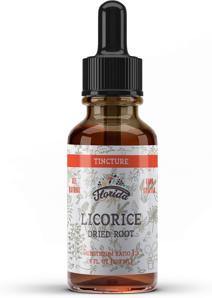 Licorice Tincture, Organik Licorice Ekstraksiyon (Glycyrrhiza Glabra) kuru Kök, Herbal Supplement, Soğuk-Basın Organik Sebze Glycerin 4 oz, 670 mg