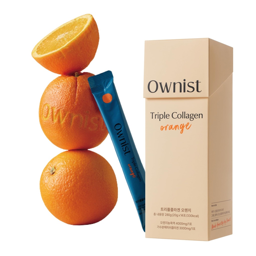 Triple Collagen Liquid Packets On-The-Go - Hydrolyzed Marine Collagen, Elastin, Hyaluronic Acid and Vitamin for Health Skin - Orange Flavor - 14 Bireysel Stick Paketleri