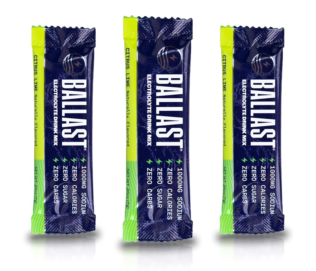 Ballast Zero-Sugar Electrolytes - Citrus Lime - Hydration Powder Packets | Keto Friendly | Liquid Daily IV for Rapid Rehydration | Element Electrolytes Magnesium, Sodium, and Potassium | 30 Count