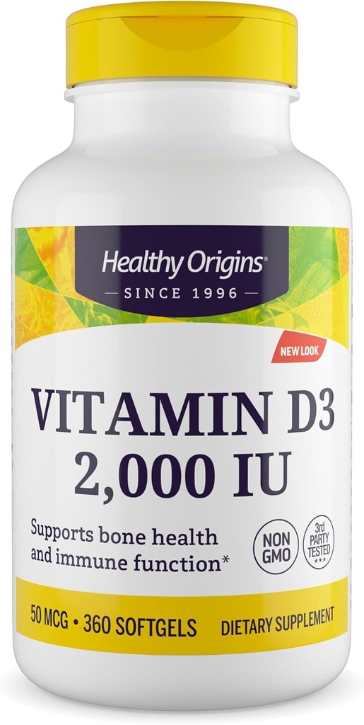 Υγιεινή προέλευση Βιταμίνη D3, 2000 IU, 360 Count