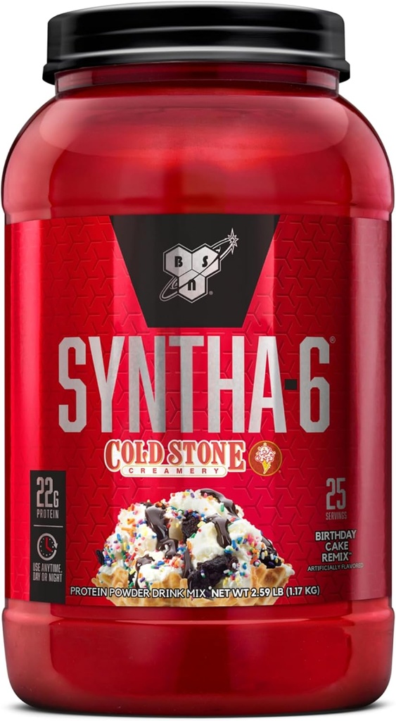 BSN Syntha-6 Whey Protein Toz, Cold Stone Creamery- Doğum günü Kek Remix Flavor, Micellar Casein, Milk Protein Isolate Toz, 25 Hizmet