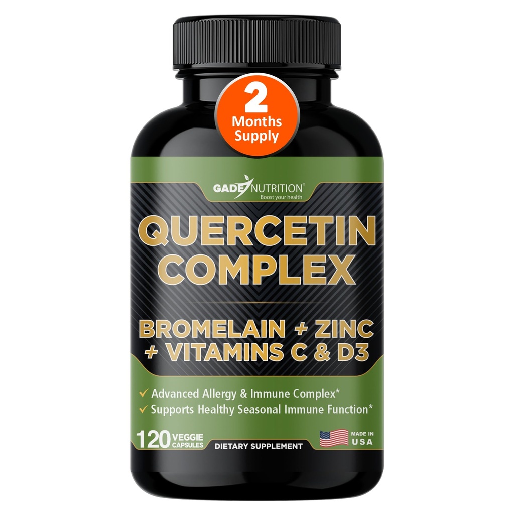 Gade Beslenme Organik Quercetin ile Bromelain Vitamin C ve çinko | Immune Support Supplement Quercetin 500 mg Capsules | Bioflavononoyaklar ABD Üçüncü Parti Test Edildi