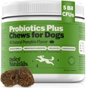 Deley Naturals Probiyotiks Plus Chews for Dogs, Gut Health Supplement, 5 Milyar CFU's, Digestive Enzymes, Prebiyotiks, Dogerg Allergies, Diarrhea, Yeast, Riley Flavor, 90 Count - ABD'de Yap