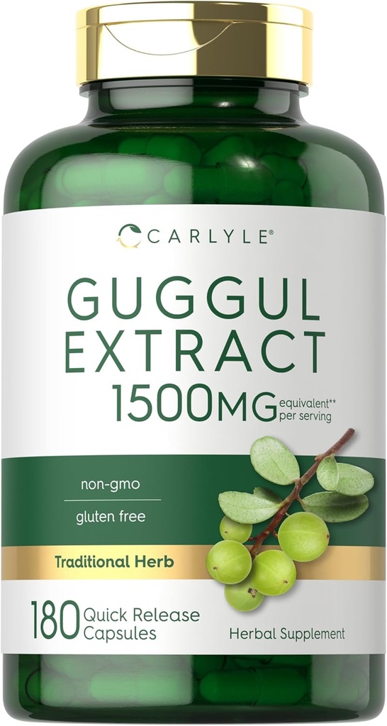 Carlyle Guggul Extract Supplement | 1500 mg | 180 Capsules | Guggulsterone | Non-GMO ve Gluten Free