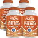 5-in-1 Ceylon Cinnamon Capsules 2355 mg - Ceylon Cinnamon ve Apple Cider Vinegar Capsules - Turmeric ve Panax BTC - Cinnamon Supplements with Bioperine (120ct, Pack of 4)