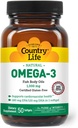 Ülke Life Omega-3 Fish Oil Supplement, 10000 mg,180 mg EPA & 120mg DHA, Fish Oil Inter, Burpless, 50 Softgels, sertifikalı Gluten Free