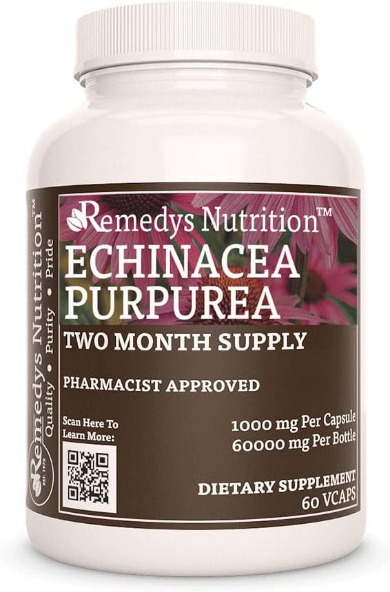 Remedy'nin beslenme Echinacea | 1.000 mg, 60 Vegan Capsules Herbal Diyetsel Supplement | İki Ay Supply