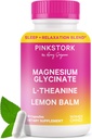Pink Stork Magnezyum Glycinate, L-Theanine, Limon Balm - Uyku Desteği için Melatonin-Free Magnezyum - Doğal Calm ve Rahatlama - 90 Capsules