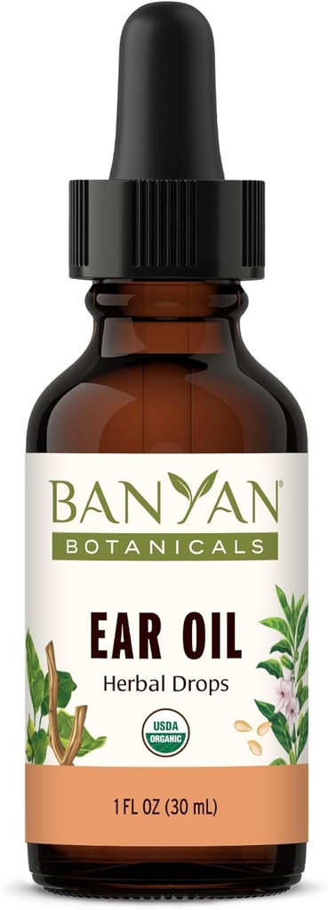 Banyan Botanikleri Kulak Yağı - Organik Herbal Yağ Kulakları Ashwagandha ve The ile Geri Döndü - Kulaklar için Soothing ve Comforting - 1 oz - GMO Sustainable Sourced Vegan