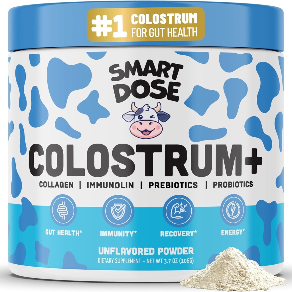 Bovine Colostrum+ Σκόνη για την υγεία των ούρων & την πέψη - 12-σε-1 Φόρμουλα για το Μπλόφασμα, την Ανοσολογική Υποστήριξη & την Ενέργεια - με 45% IgG ImmunoLin, Προβιοτικά, Πρεβιοτικά, Κολλαγόνο & L-Γλουταμίνη