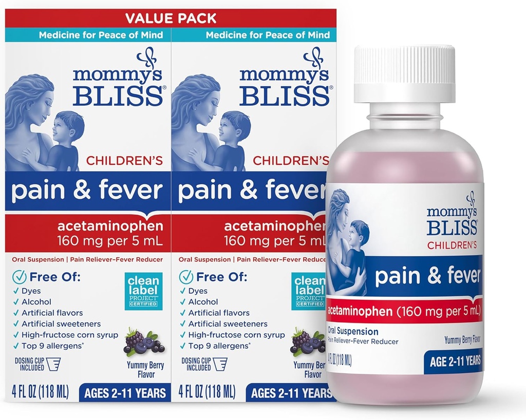 Anne'nin Bliss Çocuk Ağrısı ve Ateş Tanımları, Çocuklar Acetaminophen, Dye Free, Delicious Karma Berry Flavor, Ages 2+, 4 Akışkanlar Ounces (Pack of 2)