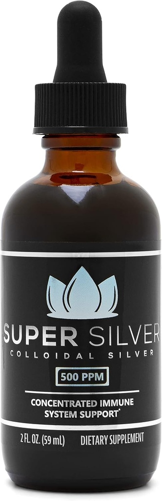 Super Silver 500 PPM κολλοειδές ασήμι - 2 ουγγιά μπουκάλι με σταγονόμετρο