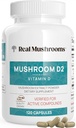 Shiitake & Agaricus'tan Gerçek Mushrooms Vitamin D2 - Vegan Mushroom-Based D Supplement - Genel Wellness Desteği için Vitaminler - Organik, Non-GMO, 1000 IU - Kont Fonksiyonel Mushroom