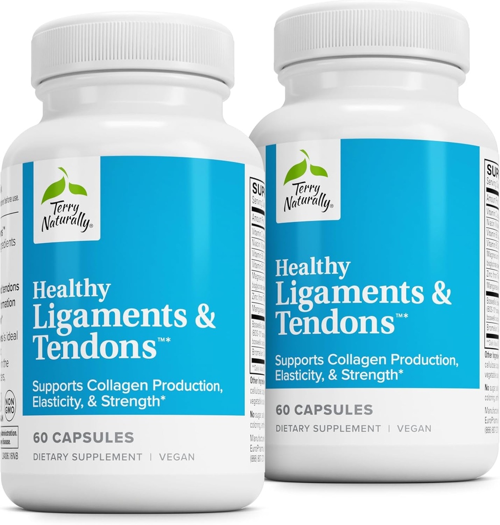 Terry Doğal Sağlıklı Ligaments & Tendons - Connective Tound & Joint Pumpion Support - Non-GMO Formula to Aid Ligament & Muscle Health - 60 Capsules, 2 Packs - Diyet