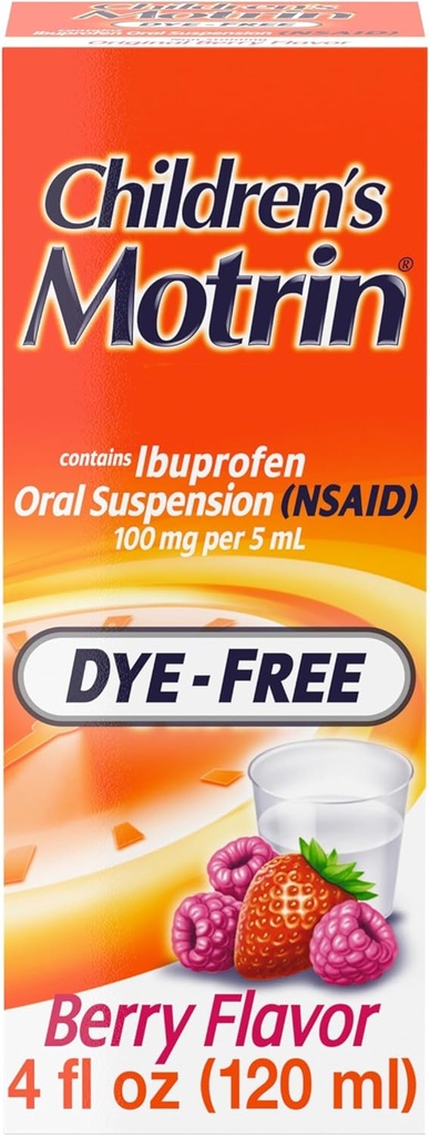 Çocuklar için Motrin Oral Suspension Tıp, 100 mg Ibuprofen, Berry Flavored, 4 fl. oz