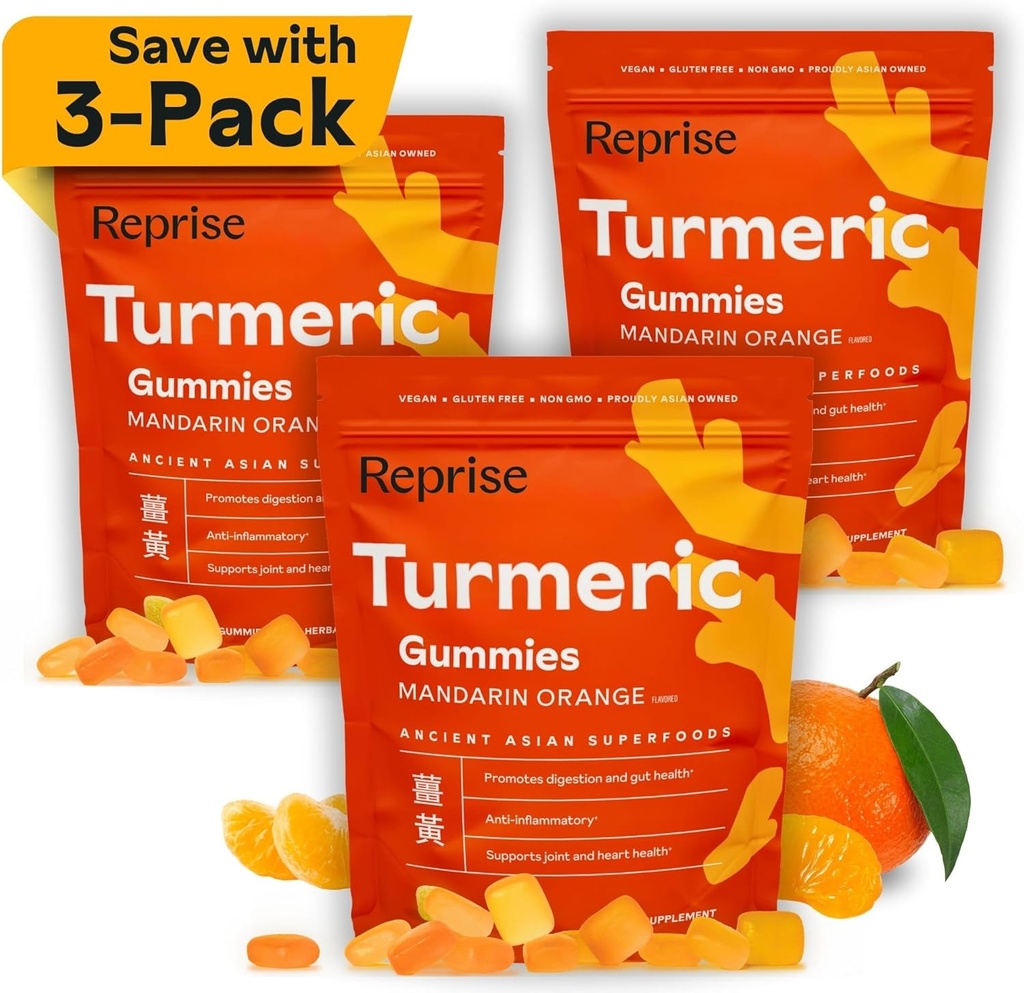 Kadınlar için Turmeric Gummies | Curcumin Supplement Gummies for Inflammation | Turmeric Supplement for Yetişkinler | Natural Curcumin, Low-Sugar, Vegan, Mandarin Orange Flavor, 45 Kont (Pazar)