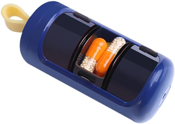 Pill Container, Small Portable Travel Pill Case, Mini Boyut Pill Organizer, Pill Box for Vitamin, Fish Oil, Supplements, 3 Karşılaştırmalı Kayma Günlük Pill Case (Navy Blue)...