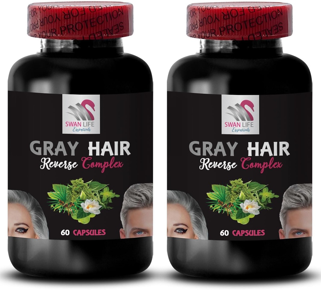 PABA - Gray Saç Ters - Doğal Saç Kompleksi, Nettle Root, Hair Rejuvenation, Youthful Hair, Hair Pigmentation, Color Enhancing, Revive Natural Color, Hair Restoration 2 Şişes 120 Caps