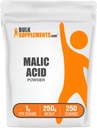 BulkSupplements.com Σκόνη μαλικού οξέος - L-Malic Acid, Συμπλήρωμα διατροφής - Βαθμός τροφίμων, καθαρό & χωρίς γλουτένη, 1g ανά Σερβίρισμα, 250g (8,8 oz) (Συσκευασία 1)
