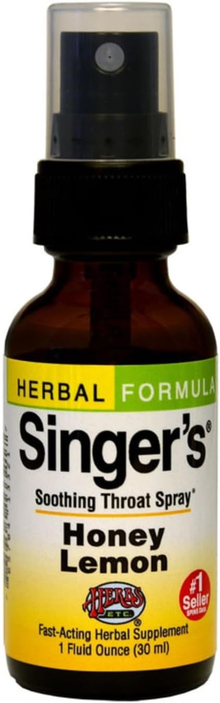 Herbs Etc. Singer's Saving Grace Honey Lemon – Herbal Remedy for Throat Comfort – Soothing, Hydrating Support with Licorice – Alkol bazlı – 1 fl oz (75 hizmet)