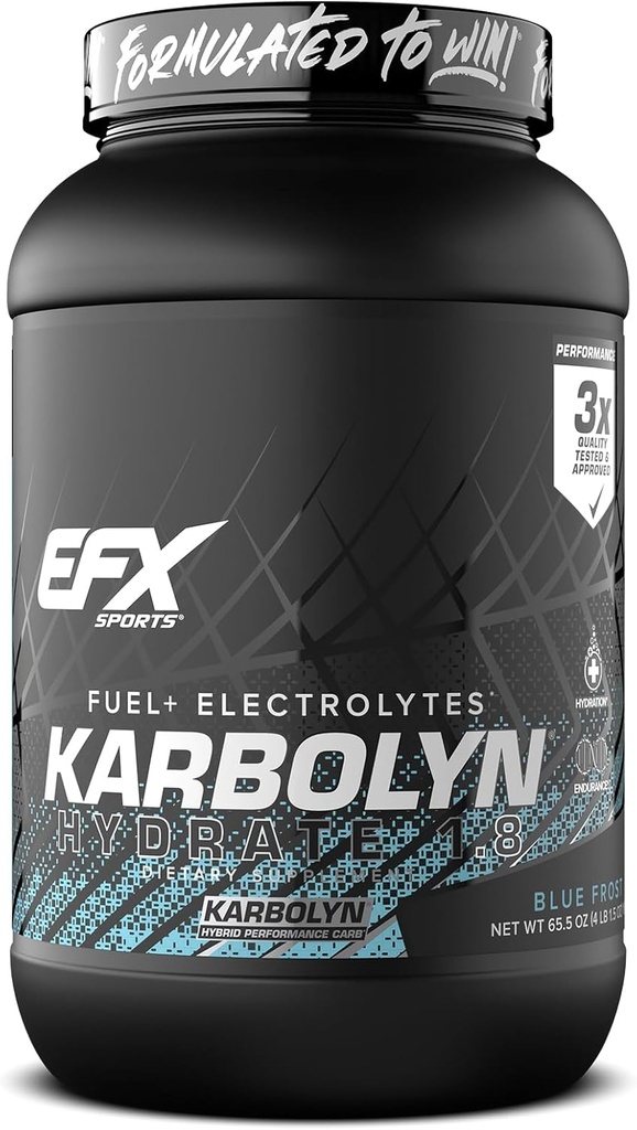 EFX Sports Karbolyn Hydrate | Carbohidrat Toz + Elytes | Sugar Free Sports Drink Mix | Yakıt & Hydration | Stimulant Free | 66 Hizmet (Mavi Frost)