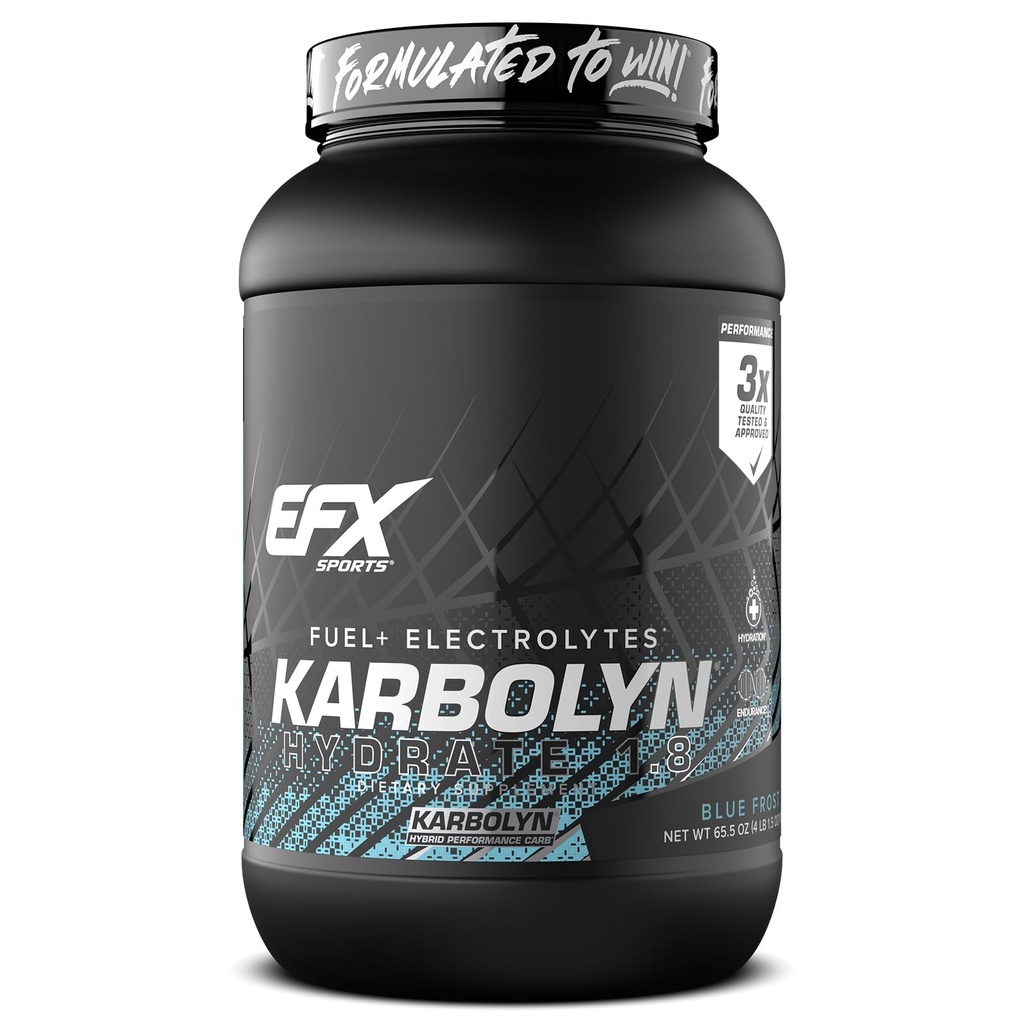 EFX Sports Karbolyn Hydrate | Carbohidrat Toz + Elytes | Sugar Free Sports Drink Mix | Yakıt & Hydration | Stimulant Free | 66 Hizmet (Mavi Frost)