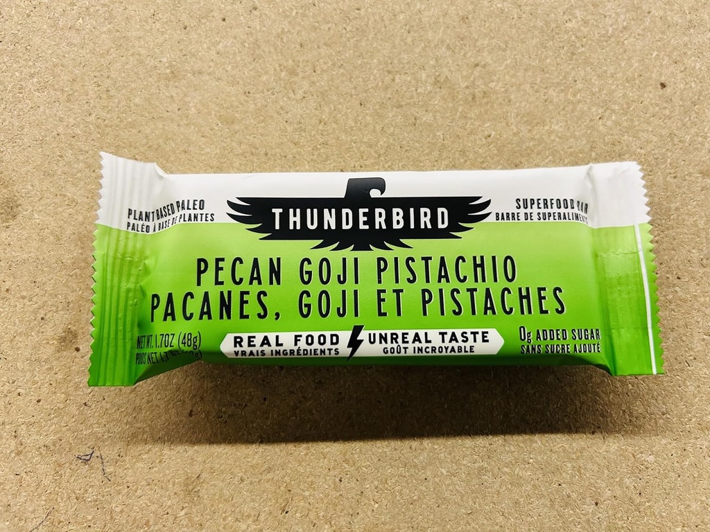 Thunderbird Bars Energy Snack, Gluten-Free with protein, Sağlıklı Gerçek Gıda, Vegan Paleo Non-GMO, Ek Olmayan Şeker, Pecan Cut Pistachio Flavor (12, 1.7 oz. Bars)