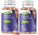Ασβέστιο Gummies με βιταμίνη D3 - Υποστηρίζει την υγεία των οστών & την υγεία των δοντιών - Μασώμενο Ασβέστιο Gummies για γυναίκες, άνδρες & εφήβους - Kosher, χωρίς γλουτένη, GMO δωρεάν, νόστιμο μούρο Γεύση Ασβέστιο Chews Gummy