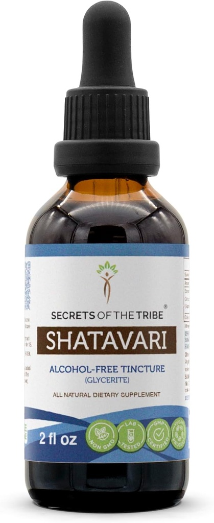 Tribe Shatavari Alkol Özgür Sıvı Ekstraksiyonun Sırları, Shatavari (Asparagus Racemosus) kuru Kök (2 FL OZ)