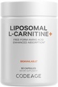 Kodaj Liposomal L-Carnitine+ Supplement - 500 mg L-Carnitine L-Tartrate per Service - Free-Form Amino Asit - Carnitine - Liposomal Delivery - Vegan, Non-GMO Capsules